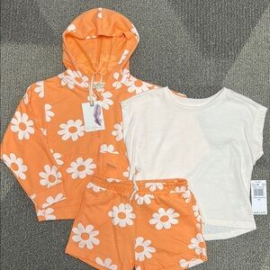 Jessica Simpson Orange Floral Kids Set 4T  NWT